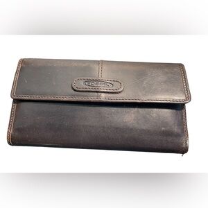 VINTAGE BROWN LEATHER FOSSIL WALLET W/Check Book